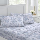 Vanessa Blau Ensemble de literie en flanelle, taille queen, coton