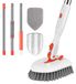 SetSail Brosse de sol, brosse de nettoyage de baignoire carrelée 3 en 1 avec manche long réglable de 52 pouces brosse de nettoyage de douche et 3 têtes de remplacement amovibles pour le nettoyage de la cuisine de la salle de bain