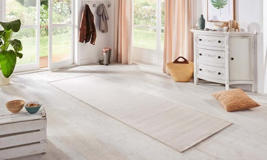 BT Carpet Loper Binnen & Buiten Sisal Look 103531 80x450 cm CrÃ¨me