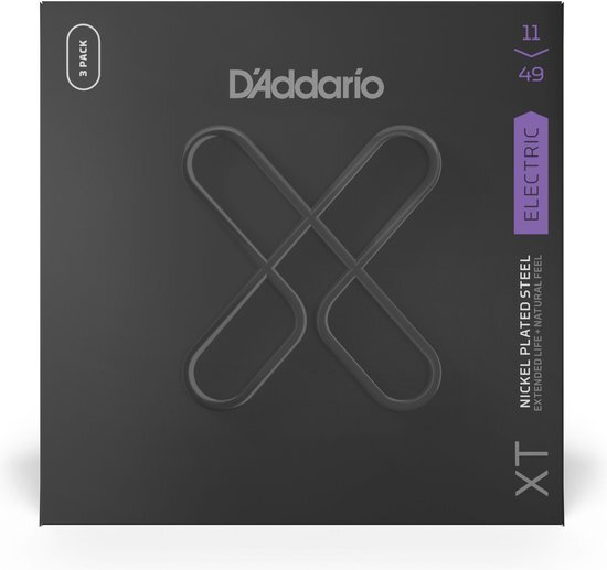 D'ADDARIO XTE1149, XT Elektrisch Vernikkeld Staal, Medium, 11-49, 3 Sets