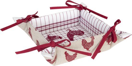 Clayre & Eef Broodmand - textielserie Landelijk - Kippen & Hanen - 35 x 35 cm