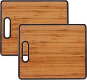 Arte r 2x stuks bamboe houten snijplanken/serveerplanken met handvat 38 cm