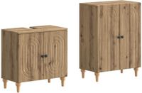 vidaXL - 2-delige Badkamerkast Set - ALKMAAR - Artisanaal eiken - Bewerkt hout