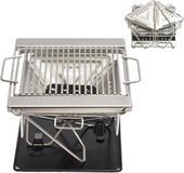 Merkloos Opvouwbare Camping Barbecue - Draagbare Grill Vuurplaats - Buiten Koken - Verbeterde Luchtstroom - 21x18x17 cm - Zilver