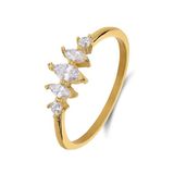 Lucardi Dames Stainless steel goldplated ring met zirkonia voor dames - Ring - Staal - Goudkleurig - 17 / 53 mm