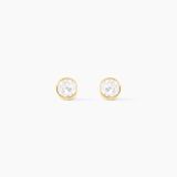 Elda Boucles D'oreilles Puces Elda Serti Clos Or Jaune Oxyde De Zirconium