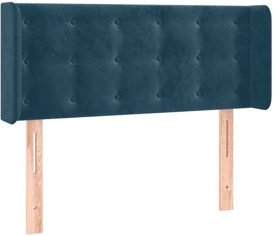 vidaXL Hoofdbord met randen 103x16x78/88 cm fluweel donkerblauw
