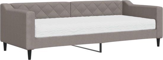 vidaXL Slaapbank met matras 80x200 cm stof taupe