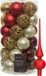 Kaemingk B.V. Boules de Noël en plastique 37x pc - rouge/or/perle/vert - 6 cm - avec étoile de Noël en verre rouge