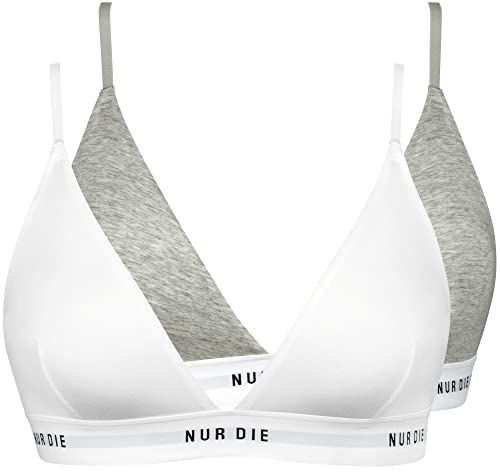 Nur Die Zachte Beha - Set van 2 - Sportief - Zonder Beugel - Gevoerde Braadpan Dames - Grijs/Wit