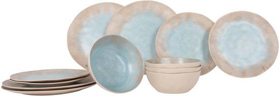Gimex Stone Line Servies - Beige - 12-Delig - Melamine