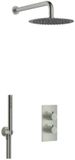 Fortifura Calvi inbouw regendoucheset – Ø30 cm hoofddouche – 35 cm gebogen wandarm – gladde slang – gunmetal geborsteld