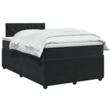 vidaXL Boxspringbed met matras, Zwart, 120 x 190 cm, Fluweel