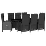 vidaXL Ensemble à Manger de Jardin avec Coussins 9 pcs, Table et Chaise de Terrasse, Meubles de Patio, Mobilier d'Extérieur, Noir Résine Tressée