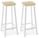 Ensemble de 2 tabourets, en bois, coloris naturel et blanc, 70 cm