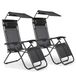 IntimaTe WM Heart Tuinstoelen, 2-delige set, opvouwbare ligstoel, ergonomische ligstoel met zonnedak, hoofdsteun en bekerhouder, inklapbaar, 2-delige set, verstelbare rugleuning, zwart