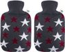 Hugo Frosch Gmbh 2x Kruiken gebreid grijs met sterren met inhoud van 2 liter - Bouteilles d'eau chaude en plastique durable/recyclé