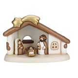 THUN - Set complet de crèche : Sainte Famille - version blanche - figurines de crèche classiques - céramique - 37 x 27 x 26,2 cm