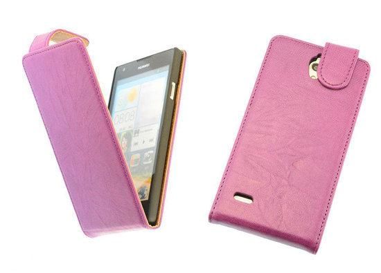 Best Cases Lila Kreukelleer Flipcase Huawei Ascend G700