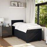 vidaXL Boxspringbed met matras, fluweel, zwart, 90x200 cm