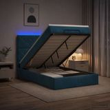 vidaXL Ottomaanse Bed met Matras en LED Donkerblauw 120 x 190 cm