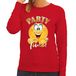 Bellatio Decorations Verkleed sweater dames - party time emoji - rood - themafeesten/carnaval L