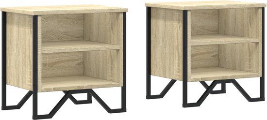 vidaXL Nachtkastjes 2 stuks 40x30x40 cm bewerkt hout sonoma eikenkleurig