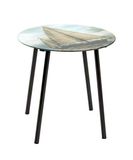 HAKU Bijzettafel rond motief zwart metaal salontafel met veiligheidsglas 5 mm - Maat: H 41 cm x Ø 40 cm, Stijl: Modern