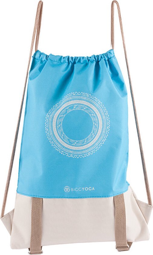 BiggDesign biggyoga-chakra-drawstring yoga tas-blauw taupe- mat houder -33x47cm