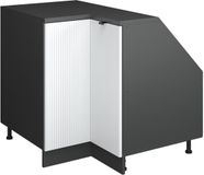 Vicco R-Line Hoekkeukenkast voor schuine wand – 75.6 cm met 1 deur, kastromp 60 cm diepte Witte golf