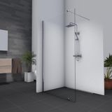 FortiFura Calvi inbouw regendoucheset – Ø25 cm hoofddouche – 35 cm gebogen wandarm – 1-stands staafhanddouche – gladde slang – gunmetal geborsteld