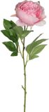 Mica Decorations Mica Kunstbloem pioenroos - roze - 76 cm - polyester