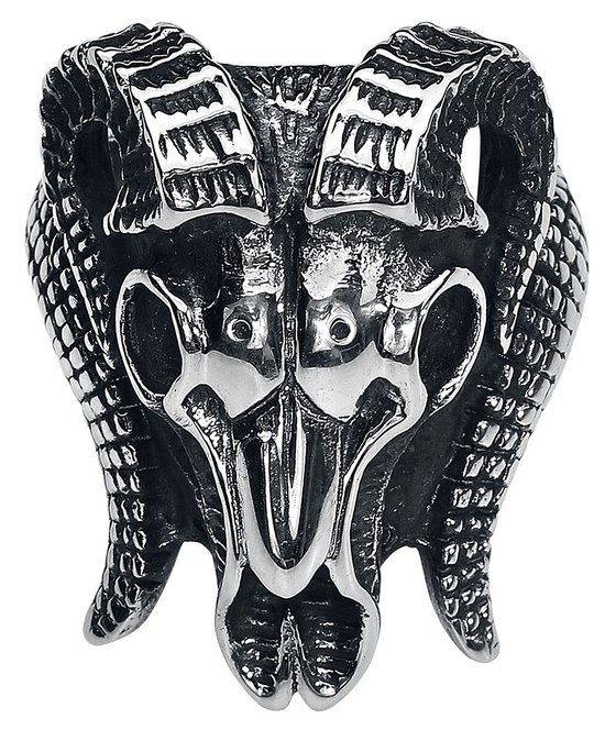 etNox hard and heavy etnox Ram's Skull Unisex Ring - zilverkleurig