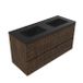Saniclass Badkamermeubelset - 120x45x62cm - Vygo keramische wastafel zwart - 2 wasbakken - 2 kraangaten - 2 lades - mat eiken charcoal (hout) SW1420808/SW761657