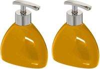 5five Zeeppompjes/zeepdispensers van keramiek - 2x stuks - 300 ml - Geel