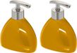5five Zeeppompjes/zeepdispensers van keramiek - 2x stuks - 300 ml - Geel