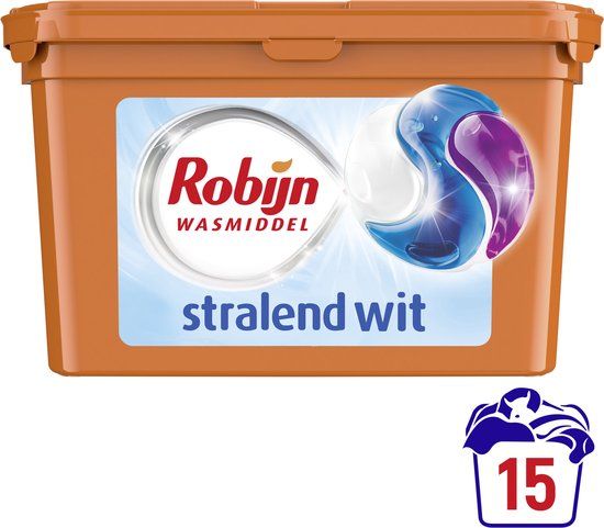 Robijn Wascapsules 3-in-1 Stralend Wit - 15 stuks