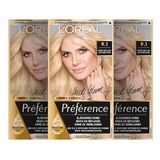 L'Oréal Paris Préférence 9.1 zeer licht asblond permanente haarverf set van 3