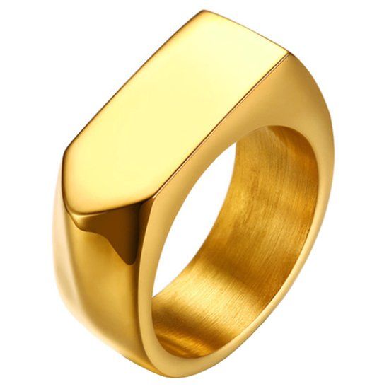 Mendes Jewelry Vergulde stalen zegelring - 21.5mm