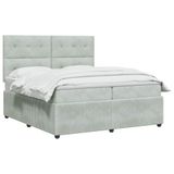 vidaXL Lit boxspring avec matelas Gris clair 200 x 200 cm Velours
