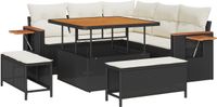 vidaXL - Banc de jardin - Set - 9 - pièces - 8 - places assises - Noir - et - Crème