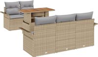 vidaXL Tuinbank Set 6-delig Beige en Lichtgrijs Polyrotan
