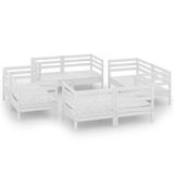 vidaXL 8-delige Loungeset Massief Grenenhout Wit