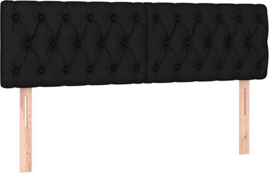 vidaXL Hoofdbord 160x7x78/88 cm Stof Zwart