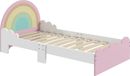 Lit enfant - Lit junior - Convient aux enfants de 3–6 ans - Avec protection anti-chute - Bois - 143×74×66 cm - Montage requis - Sans tiroir - Rose