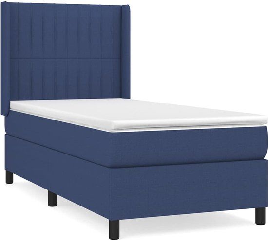 vidaXL Boxspring met matras stof blauw 80x200 cm