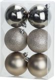 Cosy & Trendy Kerstballen - 6 stuks - Champagne - 8 cm - Kunststof