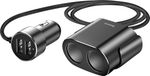Baseus Chargeur de voiture avec 2 ports USB et 2 allume-cigares - USB 3.0 A - Chargeur rapide - Noir