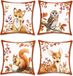 Goodivery Huisdecoratie Herfst Dieren Kussenhoes Set van 4 - Oranje, Polyester, 45x45 cm
