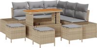 vidaXL Tuinbank Set Beige Poly Rattan